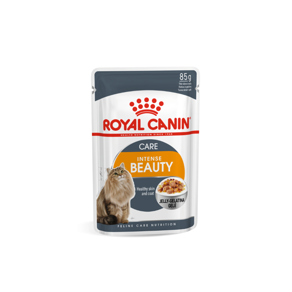 ROYAL CANIN FHN Intense beauty in jelly konservai drebučiuose suaugusių kačių kailiui ir odai 12x85 g paveikslėlis