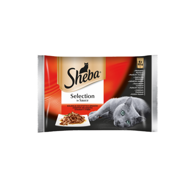 SHEBA ėdalas katėms, įvairios mėsos rinkinys, maišeliuose,  4x85 g paveikslėlis