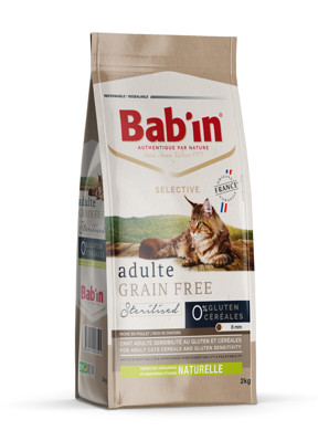 BAB'IN SELECTIVE GRAIN FREE begrūdis sausas maistas suaugusioms katėms su vištiena, 2 kg paveikslėlis