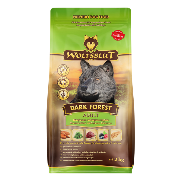 WOLFSBLUT Dark Forest Adult sausas maistas suaugusiems šunims su elniena ir batatais, 2 kg paveikslėlis