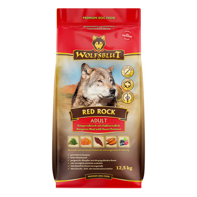 WOLFSBLUT Red Rock Adult sausas maistas alergiškiems šunims su kengūriena ir moliūgais, 12,5 kg paveikslėlis