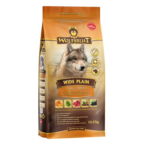WOLFSBLUT Wide Plain Large breed sausas maistas alergiškiems didelių veislių šunims su arkliena, 12,5 kg paveikslėlis