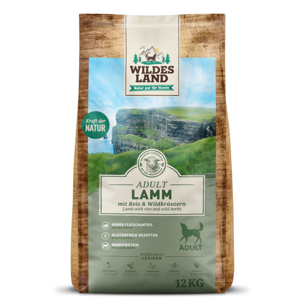 WILDES LAND lamb&rice sausas begrūdis pašaras suaugusiems šunims su ėriena ir ryžiais, 12 kg paveikslėlis