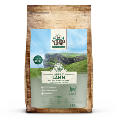 WILDES LAND lamb&rice sausas begrūdis pašaras suaugusiems šunims su ėriena ir ryžiais, 4 kg paveikslėlis