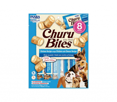 CHURU Dog Bites Chicken Cheese minkšti skanėstai šunims su vištiena ir sūriu, 96 g paveikslėlis