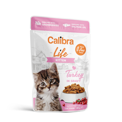 CALIBRA Cat Life pouch konservai maišeliuose kačiukams su kalakutiena padaže, 85g paveikslėlis