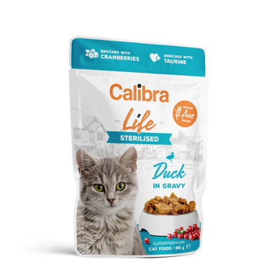 CALIBRA Cat Life pouch konservai maišeliuose sterilizuotoms katėms su antiena padaže, 85g paveikslėlis