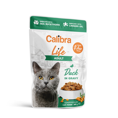 CALIBRA Cat Life pouch konservai maišeliuose suaugusioms katėms su antiena padaže, 85g paveikslėlis