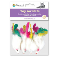 TOMMI  žaislas katėms - ilgo kailio pelė su plunksnomis, 4 vnt. pakuotė paveikslėlis