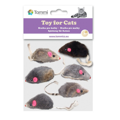 TOMMI natūralus žaislas katėms - pelė, 6 vnt. pakuotė paveikslėlis