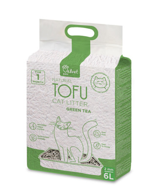 VELVET PAW Tofu kraikas katėms, su žaliosios arbatos ekstraktu, 2mm granulės, 2.6 kg/6 l paveikslėlis