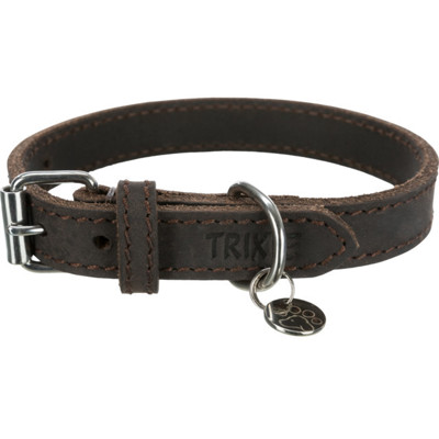 TRIXIE Rustic rieb. odos antkaklis, S-M 34-40cm/25mm, tams. rudas paveikslėlis