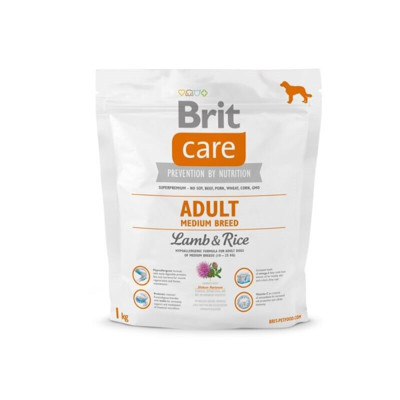 BRIT CARE Adult Medium Breed Lamb&Rice hipoalerginis sausas maistas vidutinių veislių šunims 1 kg paveikslėlis