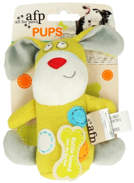 AFP  Pups Mini Stick pliušinis žaislas su varpeliu mažiems šuniukams, geltonas paveikslėlis
