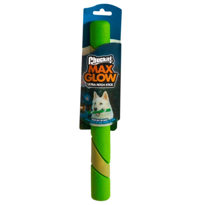 CHUCKIT Max Glow Ultra žaislas šunims, šviečianti tamsoje lazdelė, žalia paveikslėlis