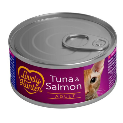 LOVELY HUNTER Adult konservuotas pašaras suaugusioms katėms su tunu ir lašiša, 85 g paveikslėlis