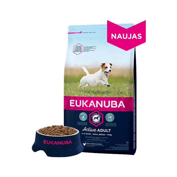 EUKANUBA Active Small Adult sausas pašaras mažų veislių suaugusiems šunims su vištiena, 15 kg paveikslėlis