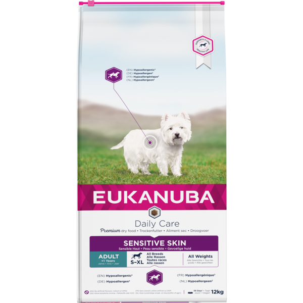 EUKANUBA Daily Care Sensitive Skin Adult sausas maistas šunims su žuvimi, 12 kg paveikslėlis