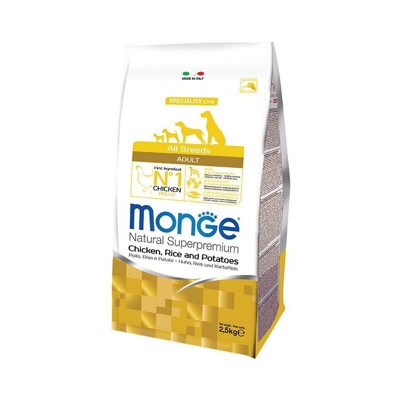 MONGE Spec. Line Monoprotein Adult sausas pašaras šunims su vištiena, ryžiais ir bulvėmis,  2,5 kg paveikslėlis