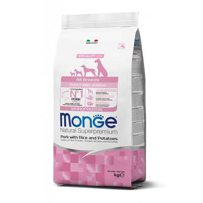 MONGE Monoprotein Puppy sausas maistas šuniukams su kiauliena, 12 kg paveikslėlis