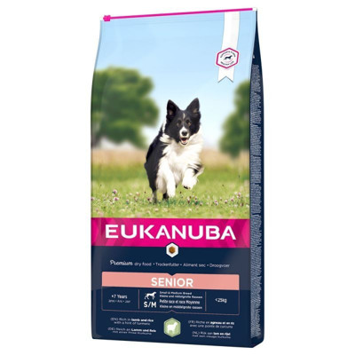 EUKANUBA Senior S/M visavertis maistas senyviems šunims su ėriena ir ryžiais, 12 kg paveikslėlis
