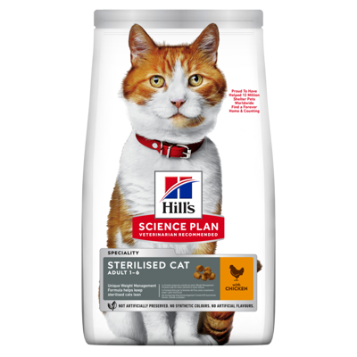 HILL'S SP Feline sterilised adult chicken sausas maistas suaugusioms sterilizuotoms katėms su vištiena, 300 g paveikslėlis