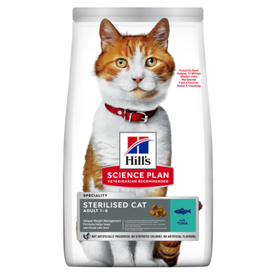 HILL'S SP Feline sterilised adult cat tuna sausas maistas suaugusioms sterilizuotoms katėms su tunu, 3 kg paveikslėlis
