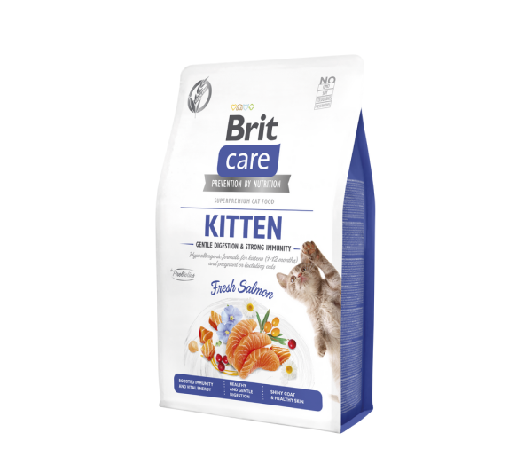 BRIT CARE Cat GF Kitten Gentle Digestion&Strong Immunity sausas maistas kačiukams su lašiša, 400 g paveikslėlis