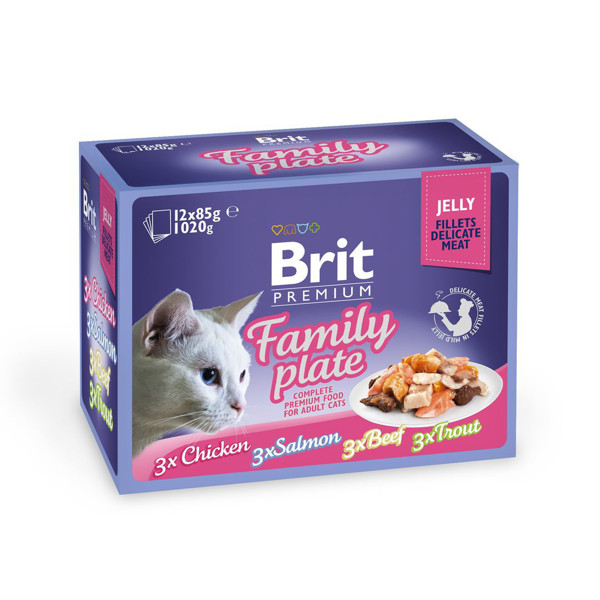 BRIT PREMIUM Cat Delicate konservai katėms maišeliuose Fillets in Jelly Family Plate, 12x85 g paveikslėlis