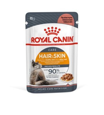 ROYAL CANIN Hair&Skin in gravy konservai padaže sveikam suaugusių kačių kailiui ir odai 12x85 g paveikslėlis