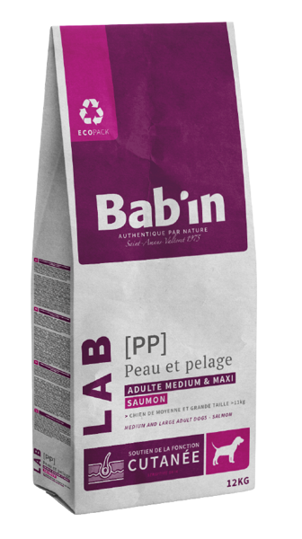 BAB‘IN LAB DOG MEDIUM & MAXI ADULT SKIN & COAT SALMON visavertis pašaras visų dydžių šuniukams su jautria oda, 12 kg paveikslėlis