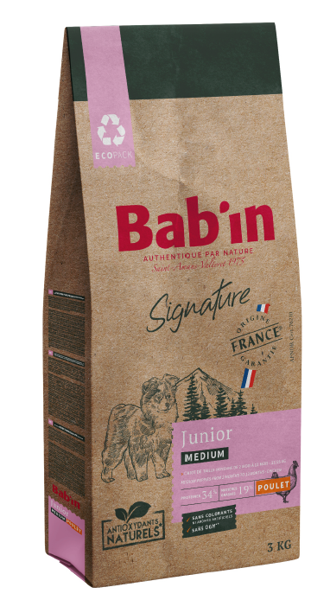 BAB‘IN SIGNATURE DOG MEDIUM JUNIOR CHICKEN visavertis pašaras vidutinio dydžio šuniukams, 3 kg paveikslėlis