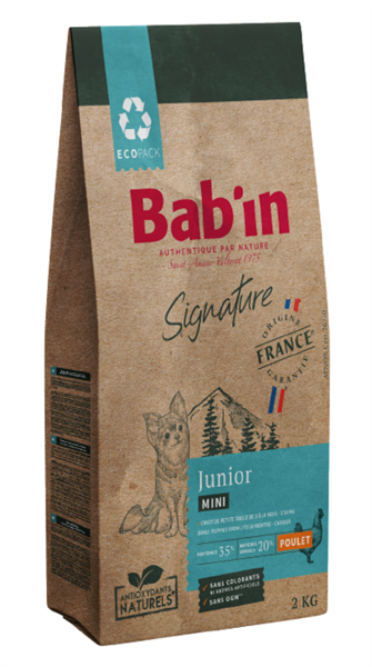 BAB‘IN SIGNATURE DOG MINI JUNIOR CHICKEN visavertis pašaras mažo dydžio šuniukams, 2 kg paveikslėlis