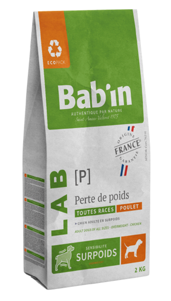 BAB‘IN LAB DOG ADULT WEIGHT LOSS CHICKEN visavertis pašaras suaugusiems nutukusiems ar turintiems antsvorio šunims, 12 kg paveikslėlis