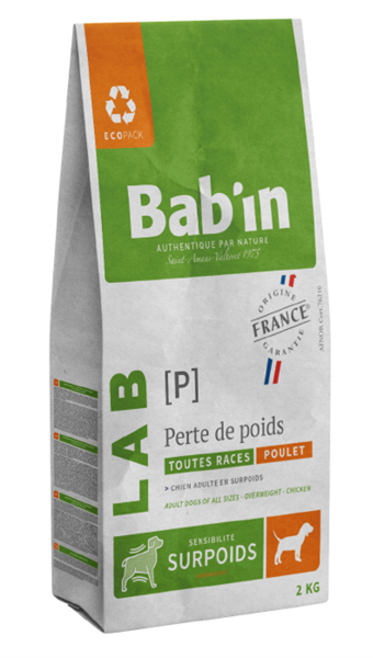 BAB‘IN LAB DOG ADULT WEIGHT LOSS CHICKEN visavertis pašaras suaugusiems nutukusiems ar turintiems antsvorio šunims, 2 kg paveikslėlis