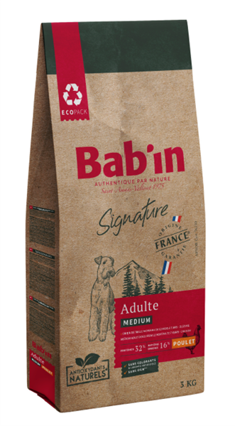 BAB‘IN SIGNATURE DOG MEDIUM ADULT CHICKEN visavertis pašaras suaugusiems vidutinio dydžio šunims, 12 kg paveikslėlis