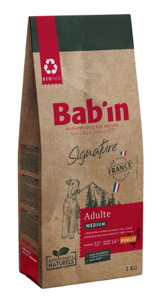 BAB‘IN SIGNATURE DOG MEDIUM ADULT CHICKEN visavertis pašaras suaugusiems vidutinio dydžio šunims, 3 kg paveikslėlis