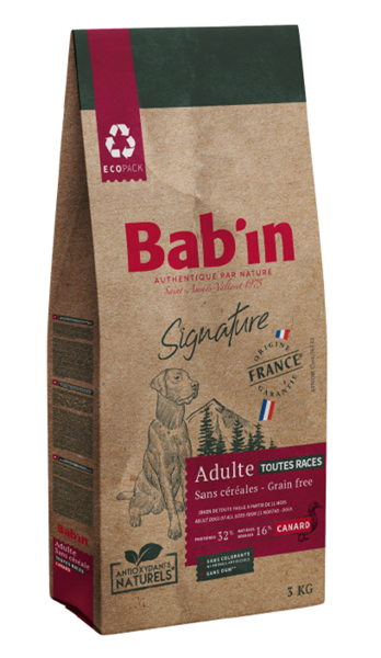 BAB‘IN SIGNATURE DOG ALL SIZES ADULT GRAIN FREE DUCK visavertis pašaras suaugusiems visų dydžių šunims, 3 kg paveikslėlis