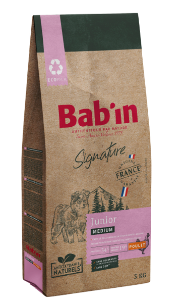 BAB‘IN SIGNATURE DOG MEDIUM JUNIOR CHICKEN visavertis pašaras vidutinio dydžio šuniukams, 12 kg paveikslėlis