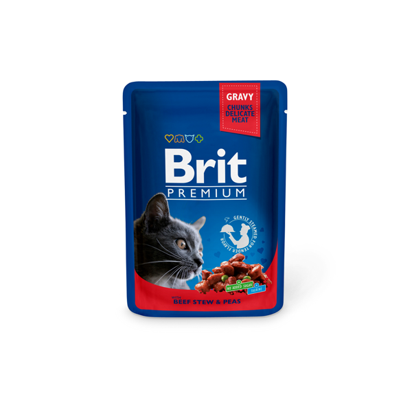 Brit Premium konservai katėms Beef Stew&Peas 100g x 24
