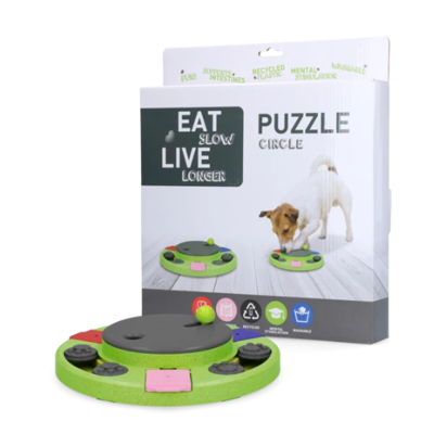 Eat Slow Live Longer Puzzle žaislas-galvosūkis šunims, apvalus