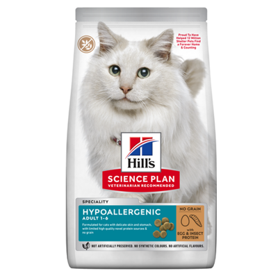 Hill's SP Feline Adult Hypoallergenic sausas maistas su kiaušiniais ir vabzdžiais, 7 kg