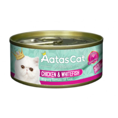 AATAS Creamy Chicken & Whitefish konservai katėms su vištiena ir syku padaže 80 g