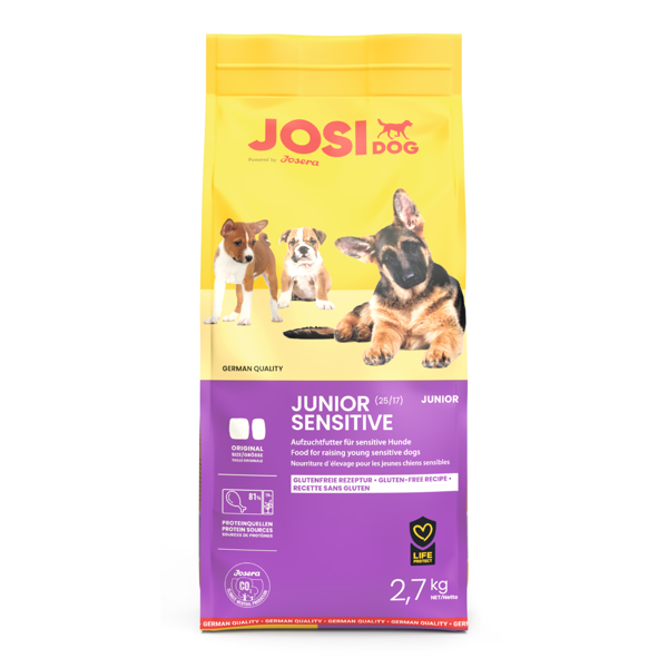 JosiDog Junior Sensitive sausas maistas jautraus virškinimo šuniukams, 2,7kg