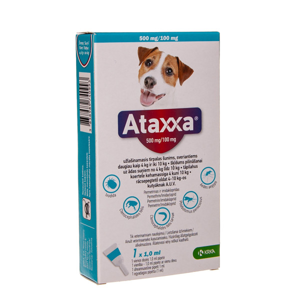 Ataxxa - užlašinamasis tirpalas nuo parazitų šunims, 1 ml