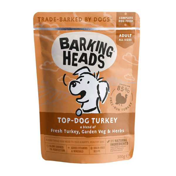 BARKING HEADS Top Dog Turkey konservai šunims su kalakutiena, 300g
