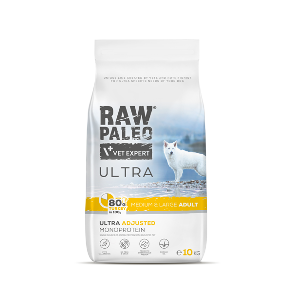 RAW PALEO ULTRA Turkey Medium&Large Adult sausas maistas mažų veislių šunims su kalakutiena, 10kg