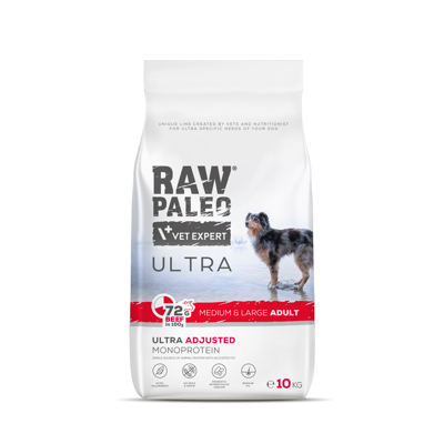 RAW PALEO ULTRA Beef Medium&Large Adult sausas maistas šunims su jautiena, 10kg