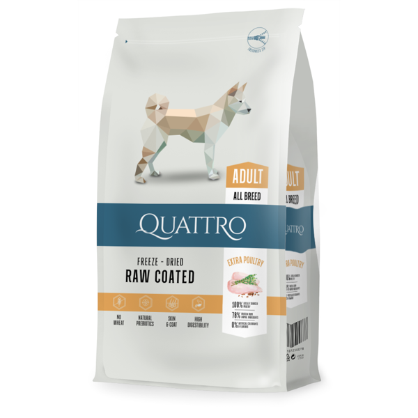 QUATTRO Extra Poultry sausas maistas šunims su paukštiena, 3kg