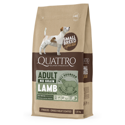 QUATTRO SB sausas maistas mažų veislių šunims su ėriena, 1.5kg